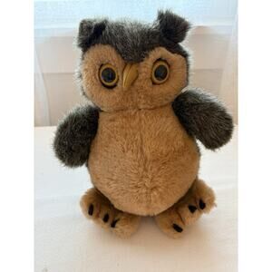 VTG Dakin Nature Babies 1986 Fuzzy Wise Old Owl Plush Tan Stuffed Animal Korea